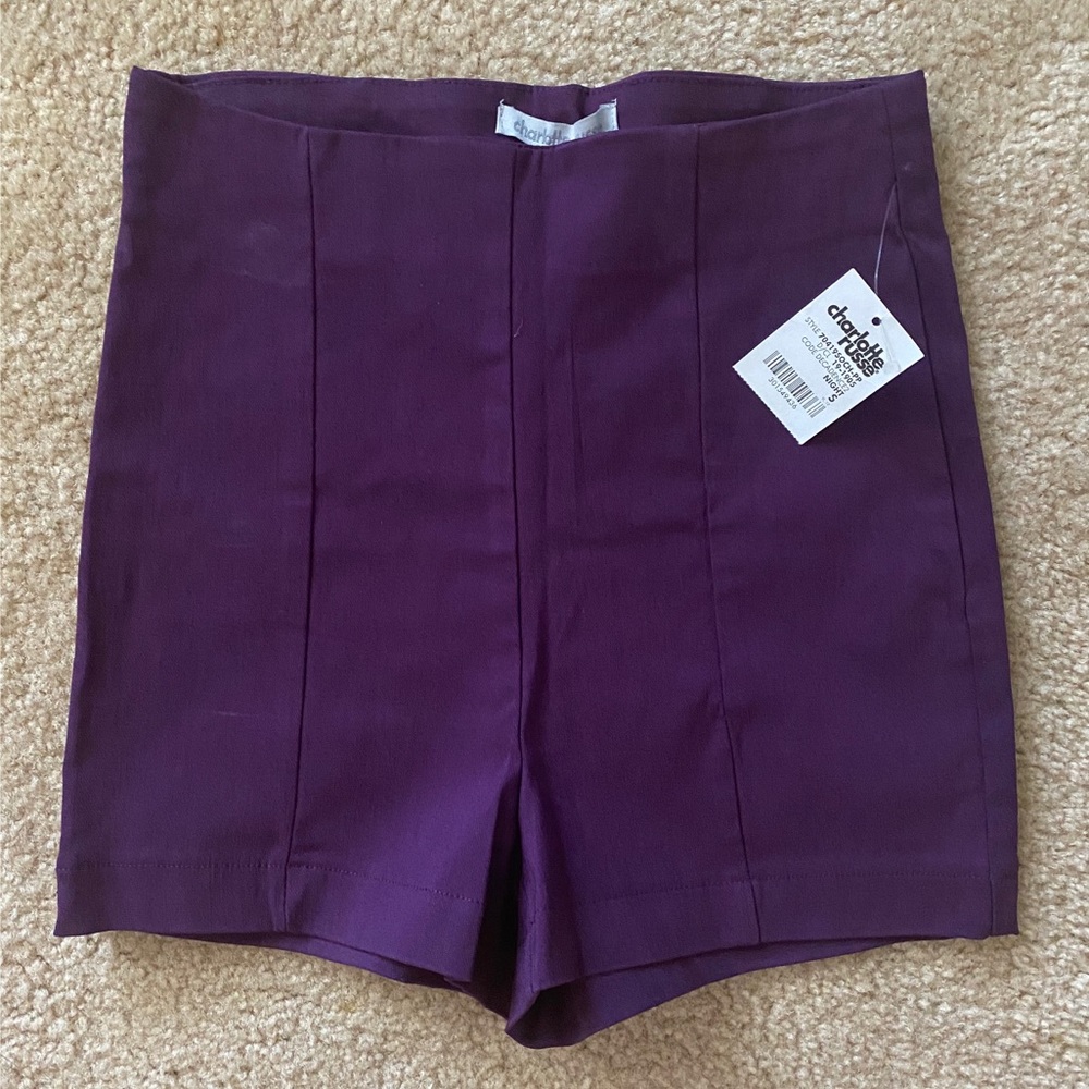 High waisted purple shorts